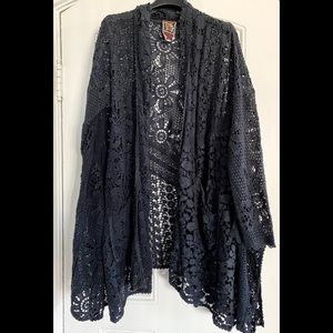 Johnny Was Black eyelet lace duster